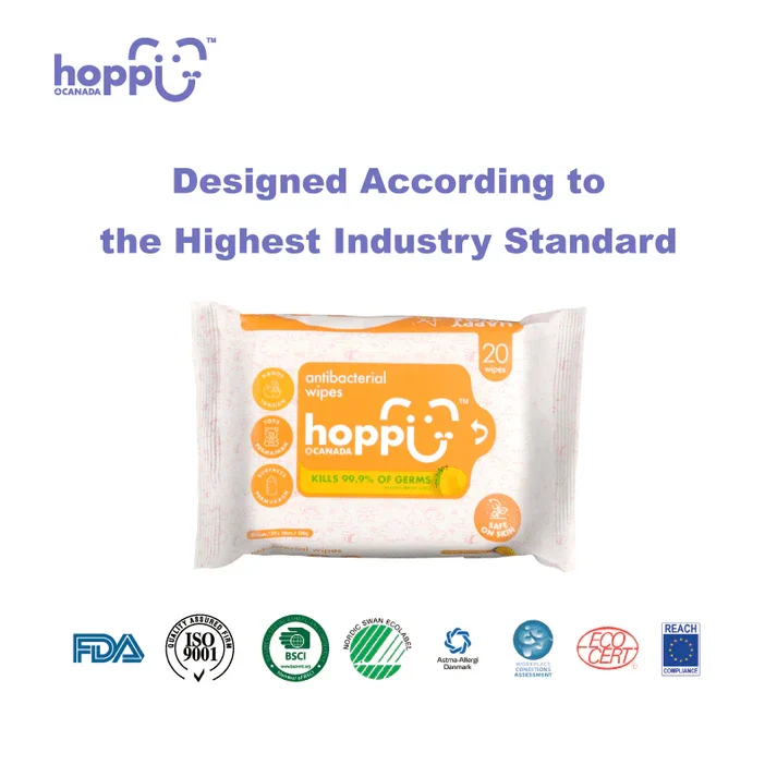 Hoppi 20 Sheets 5-In-1 Bundle Pack Antibacterial Wet Wipes - Image 3